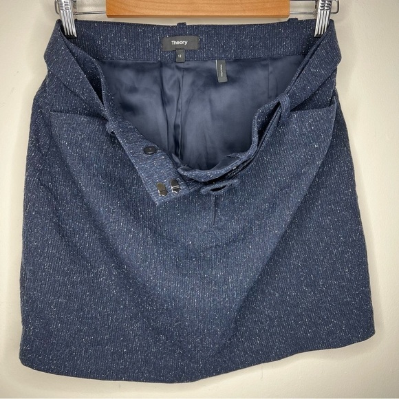 Theory Blue Belted Mini Skirt Size 12 - Picture 4 of 6